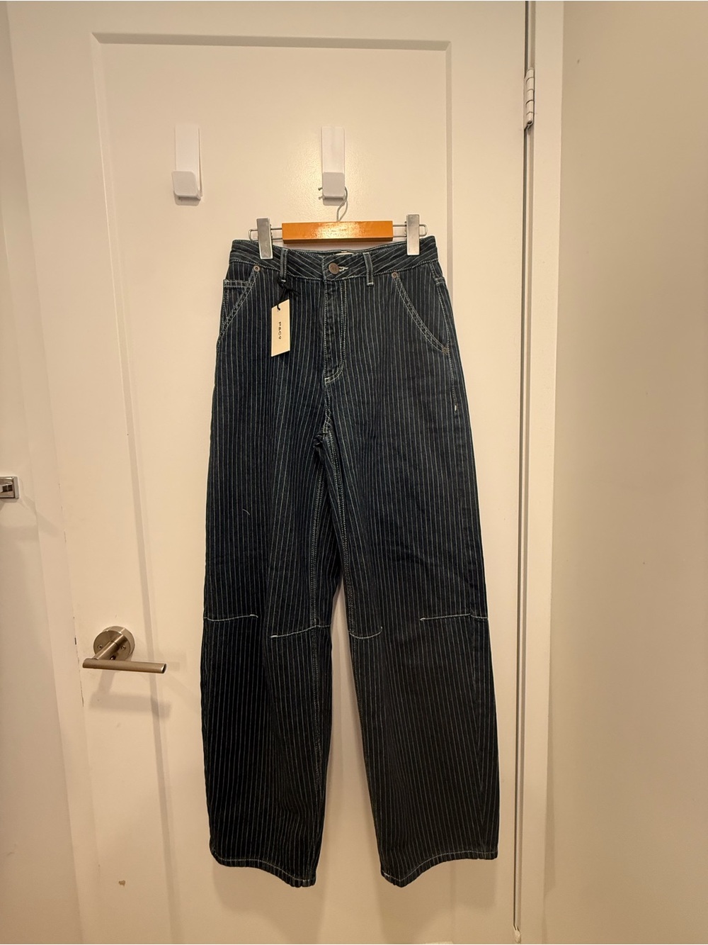 P&Co Striped Dark Blue Women's Jeans with Embroidered Back Pockets - Picture 5 of 7